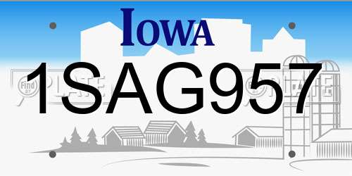 1SAG957 Iowa License Plate