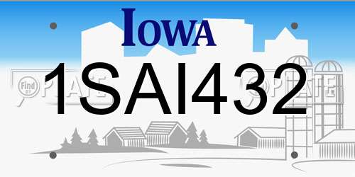 1SAI432 Iowa License Plate