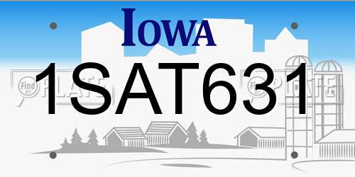 1SAT631 Iowa License Plate