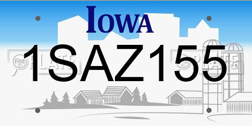 1SAZ155 Iowa License Plate