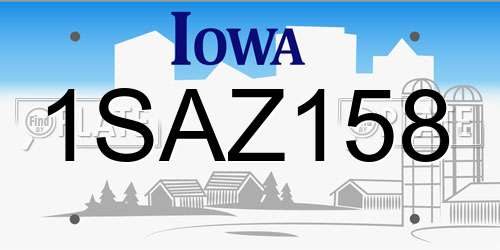 1SAZ158 Iowa License Plate