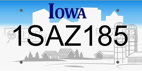 1SAZ185 Iowa License Plate