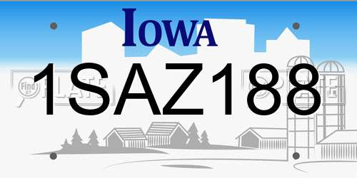 1SAZ188 Iowa License Plate