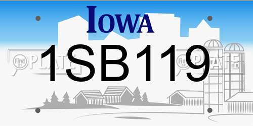 1SB119 Iowa License Plate