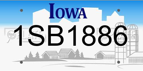 1SB1886 Iowa License Plate