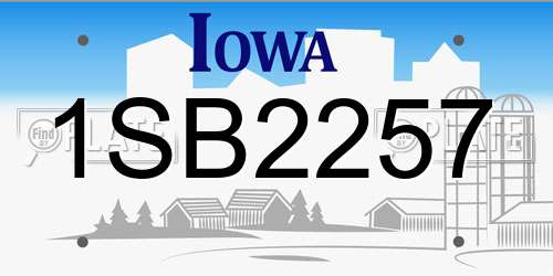 1SB2257 Iowa License Plate