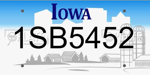 1SB5452 Iowa License Plate