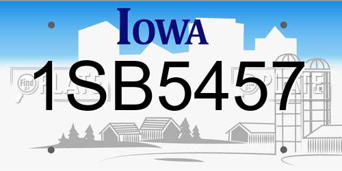 1SB5457 Iowa License Plate