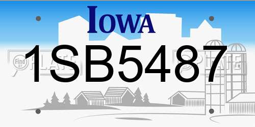 1SB5487 Iowa License Plate