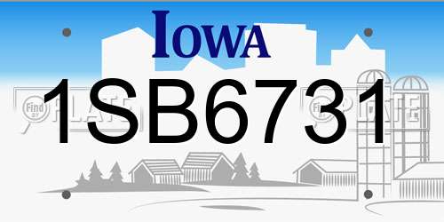 1SB6731 Iowa License Plate