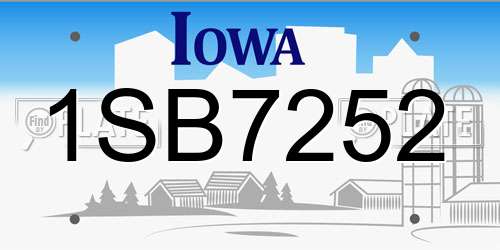 1SB7252 Iowa License Plate