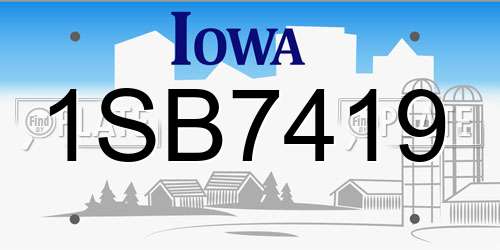 1SB7419 Iowa License Plate
