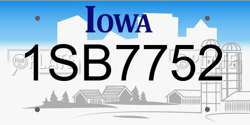 1SB7752 Iowa License Plate