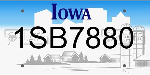 1SB7880 Iowa License Plate
