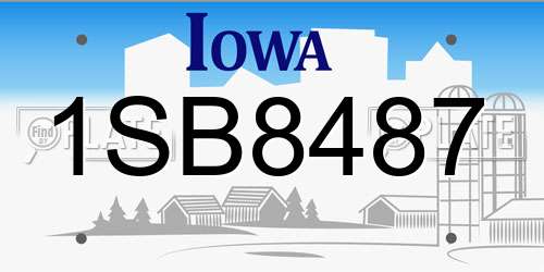 1SB8487 Iowa License Plate