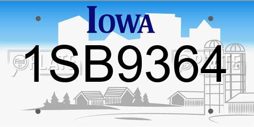 1SB9364 Iowa License Plate