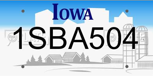 1SBA504 Iowa License Plate