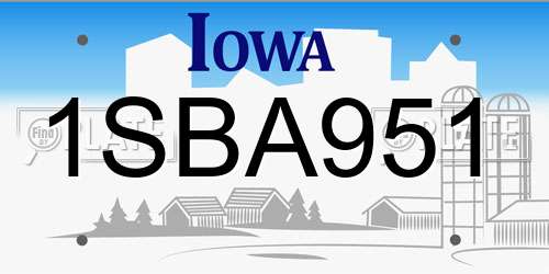 1SBA951 Iowa License Plate