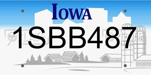 1SBB487 Iowa License Plate