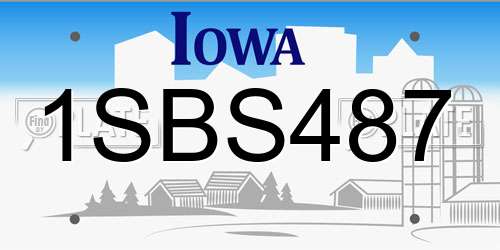 1SBS487 Iowa License Plate