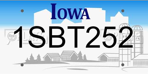 1SBT252 Iowa License Plate