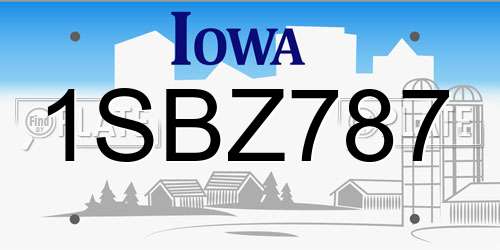 1SBZ787 Iowa License Plate