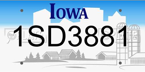 1SD3881 Iowa License Plate