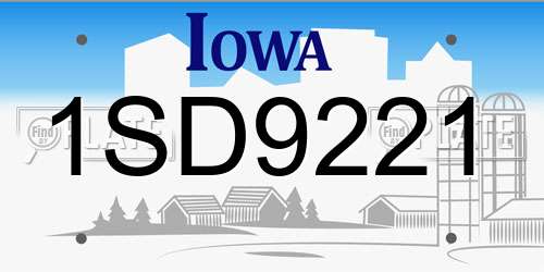 1SD9221 Iowa License Plate