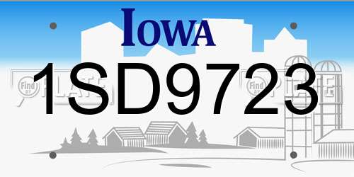 1SD9723 Iowa License Plate