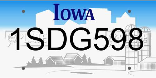 1SDG598 Iowa License Plate