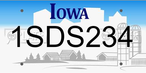 1SDS234 Iowa License Plate