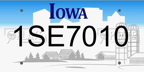 1SE7010 Iowa License Plate