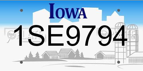 1SE9794 Iowa License Plate