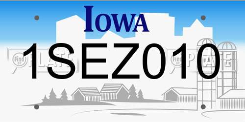 1SEZ010 Iowa License Plate
