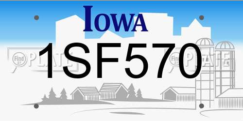 1SF570 Iowa License Plate