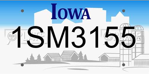 1SM3155 Iowa License Plate