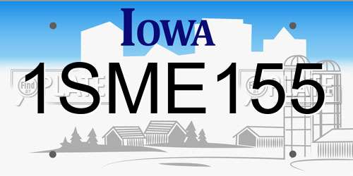 1SME155 Iowa License Plate