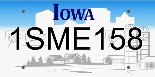 1SME158 Iowa License Plate