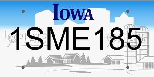 1SME185 Iowa License Plate