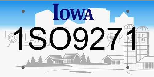 1SO9271 Iowa License Plate