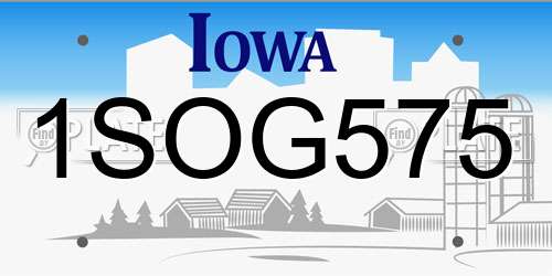 1SOG575 Iowa License Plate