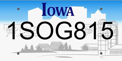 1SOG815 Iowa License Plate