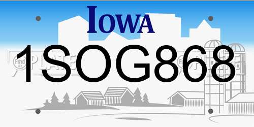 1SOG868 Iowa License Plate