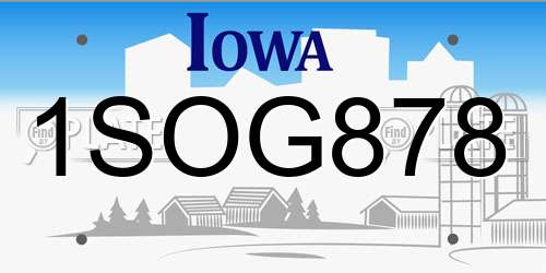 1SOG878 Iowa License Plate
