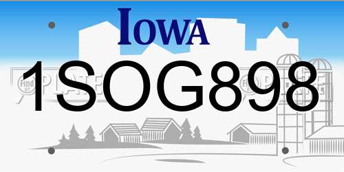 1SOG898 Iowa License Plate