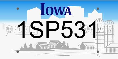1SP531 Iowa License Plate