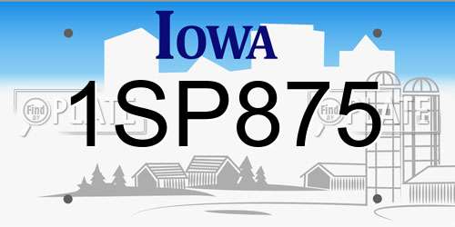 1SP875 Iowa License Plate
