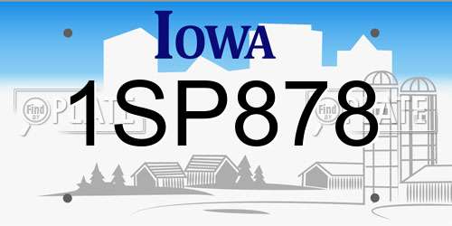 1SP878 Iowa License Plate