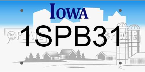 1SPB31 Iowa License Plate