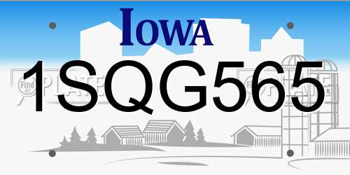 1SQG565 Iowa License Plate